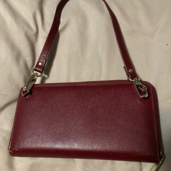 Samantha brown wallet with strap. 8x4. Dark Red. - Picture 4 of 9
